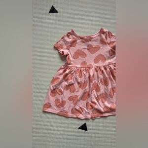 Cat & Jack|Baby girl/toddler pink & Coral short sleeve Dress w Heart Design•2T